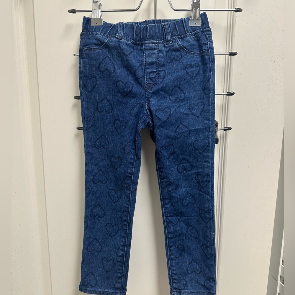 Baby Gap Toddler SZ 5 Heart Patterned Blue Kids Jeans Jegging Pull on style